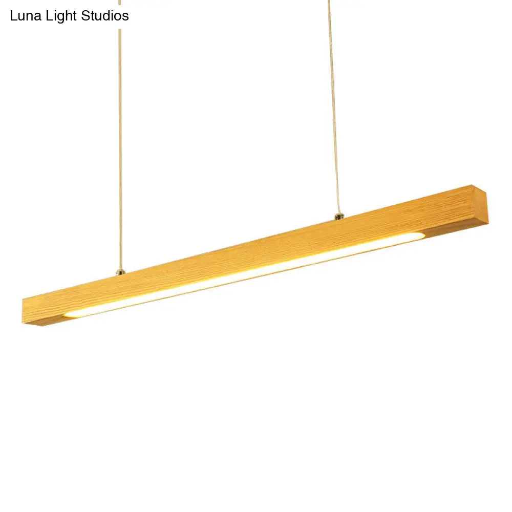 DecorBites™ Natural Wood Linear Island Pendant Light - Simple Hanging Lamp