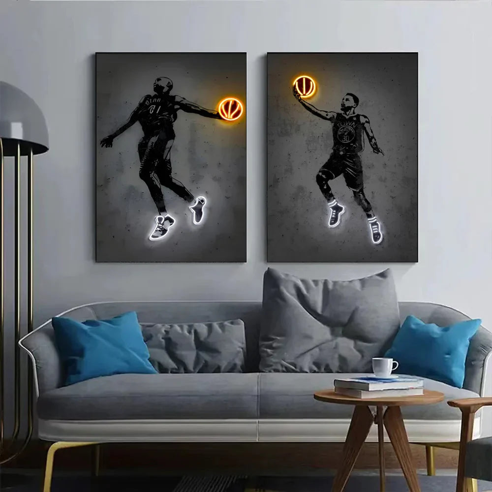 DecorBites™ NBA & Soccer Stars Neon Wall Art