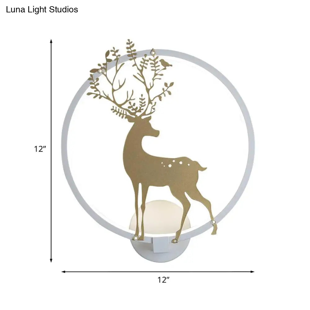 DecorBites™ Nordic Acrylic LED Hoop Wall Lamp - Elegant Gold Deer Mural Lighting for Living Room