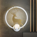 DecorBites™ Nordic Acrylic LED Hoop Wall Lamp - Elegant Gold Deer Mural Lighting for Living Room