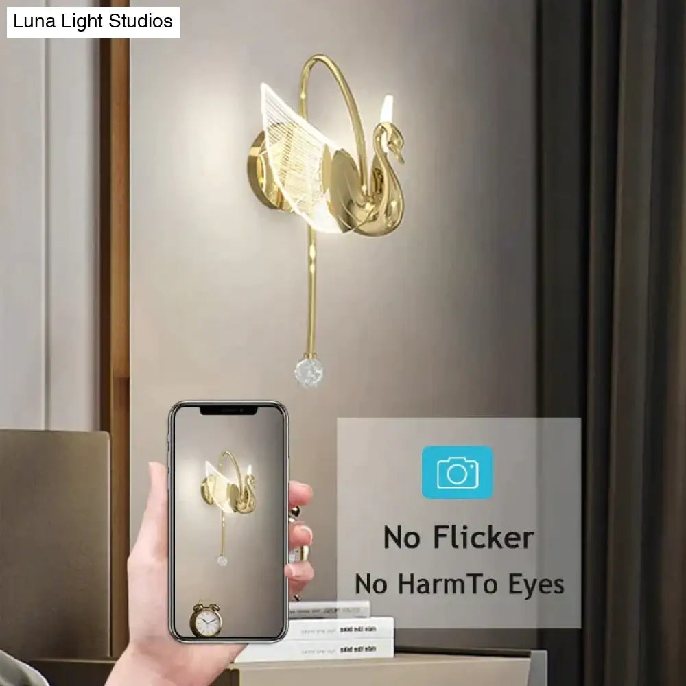 DecorBites™ Nordic Art Deco LED Swan Wall Lamp  for Bedroom Bedside wall Living Room Hallway Indoor Lighting