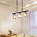 DecorBites™ Nordic Black Crystal Ceiling Light for Living Room - Cylinder Island Pendant with 3/4 Bulbs