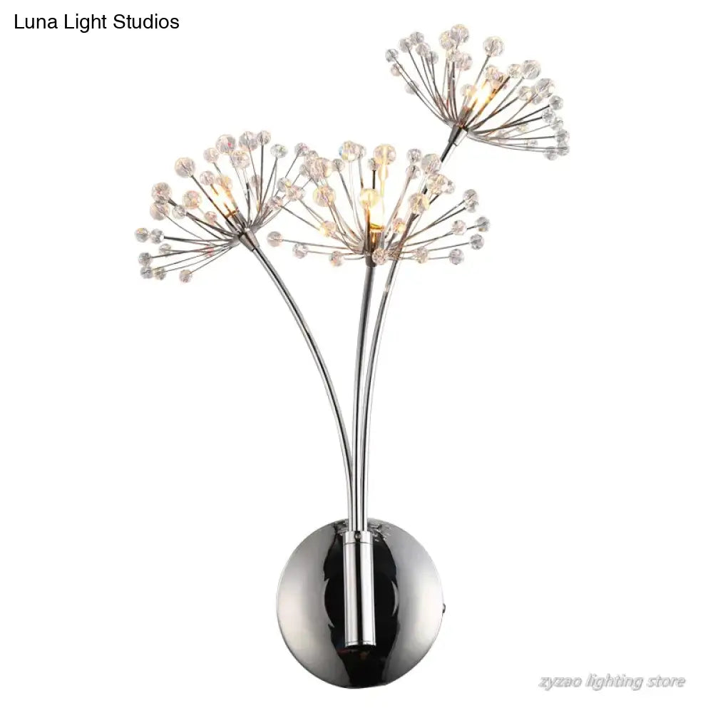 DecorBites™ Nordic Creative Crystal Flower Dandelion Wall Lamps for Bathroom Bedroom Bedside Lamp Living Room