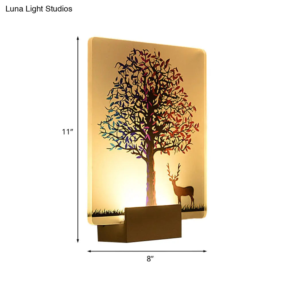 DecorBites™ Nordic Elk/Tree LED Wall Sconce in White for Living Room