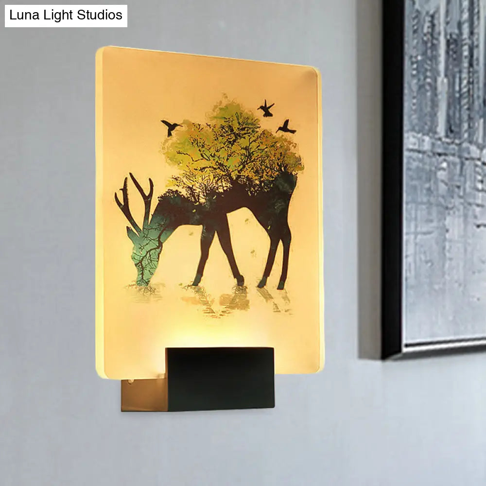 DecorBites™ Nordic Elk/Tree LED Wall Sconce in White for Living Room