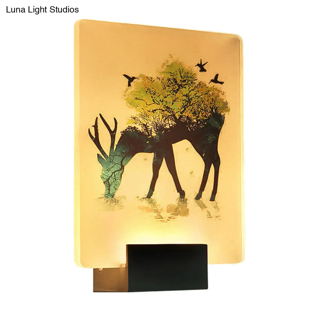 DecorBites™ Nordic Elk/Tree LED Wall Sconce in White for Living Room