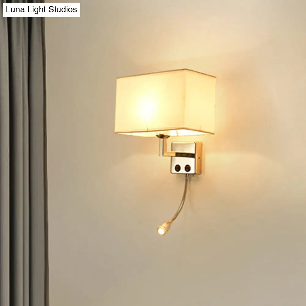 DecorBites™ Nordic Fabric Bedroom Spotlight Wall Lamp in Black/White with Rectangle Design