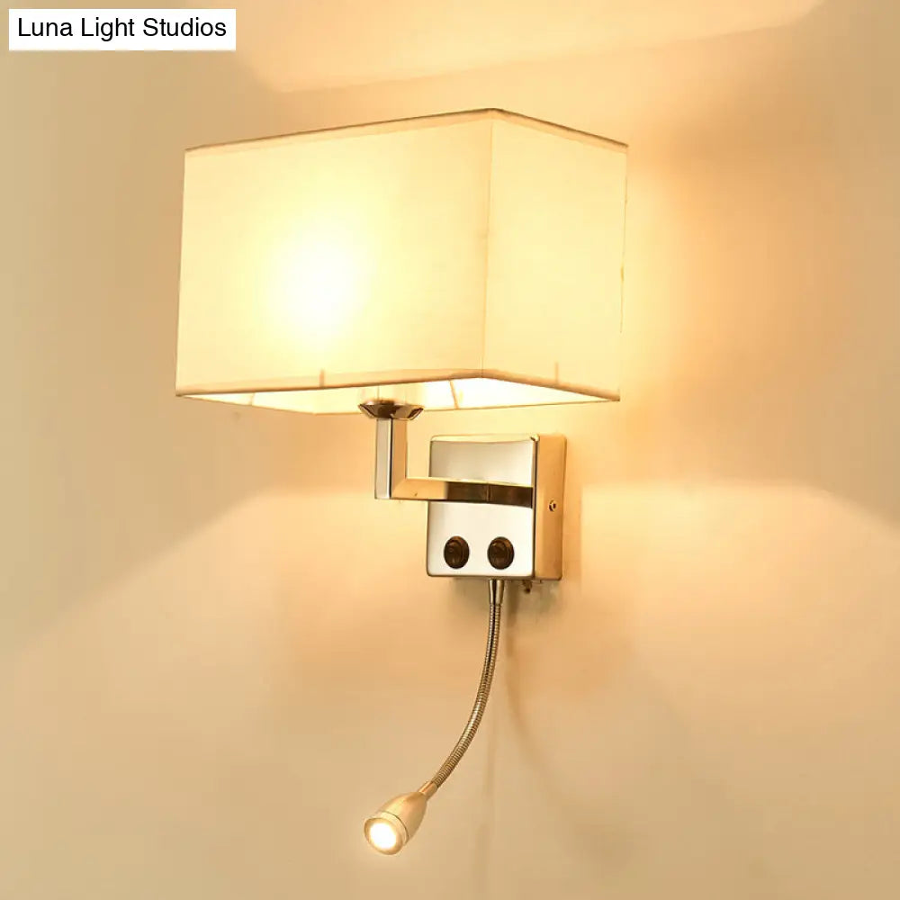 DecorBites™ Nordic Fabric Bedroom Spotlight Wall Lamp in Black/White with Rectangle Design