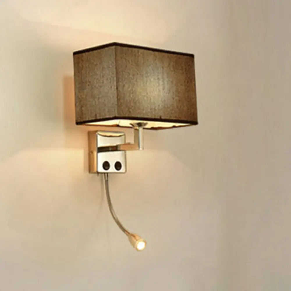 DecorBites™ Nordic Fabric Bedroom Spotlight Wall Lamp in Black/White with Rectangle Design