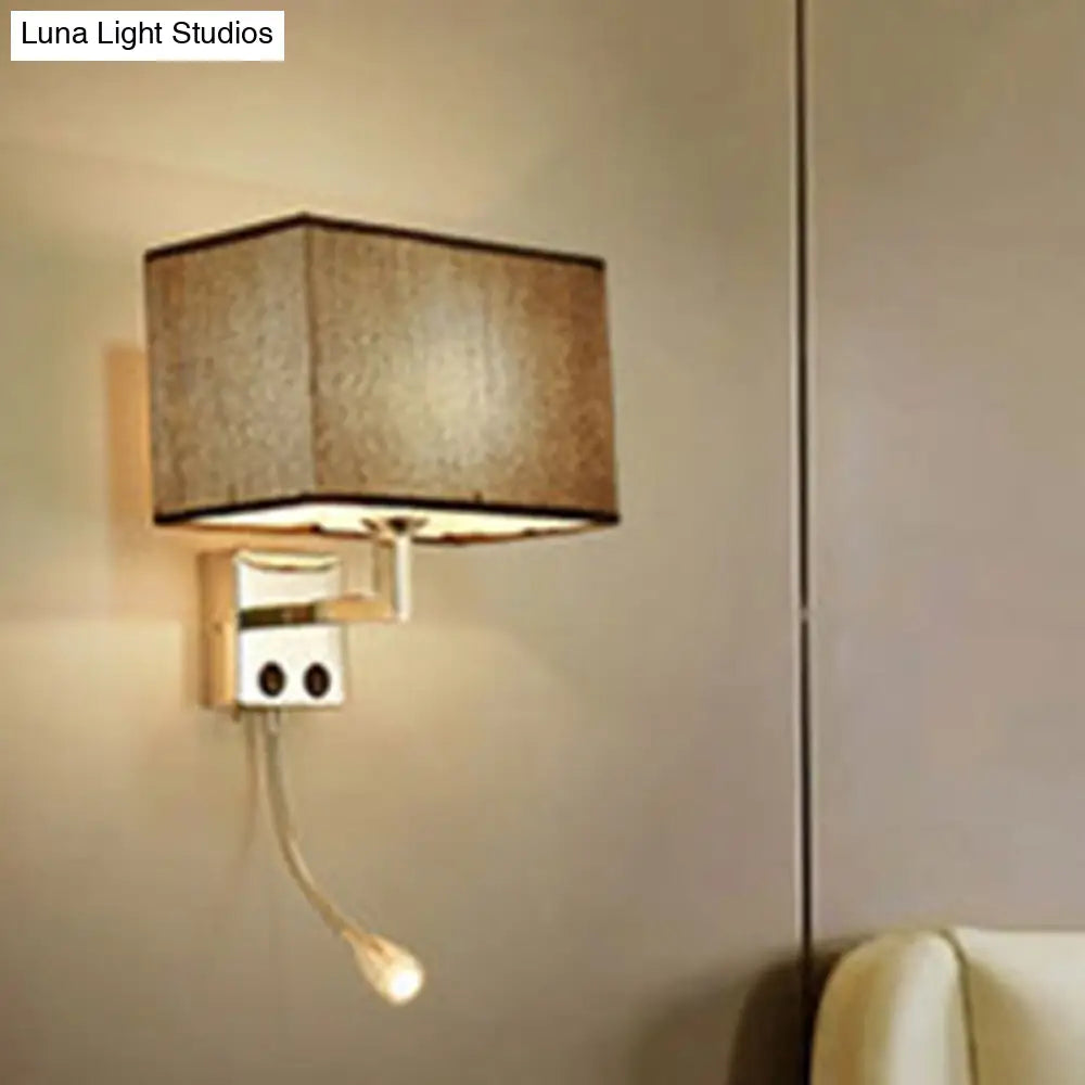 DecorBites™ Nordic Fabric Bedroom Spotlight Wall Lamp in Black/White with Rectangle Design