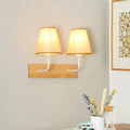 DecorBites™ Nordic Flaxen Cone Shade Wall Mounted Light with Wood Backplate - 2 Bulbs Sconce Fixture