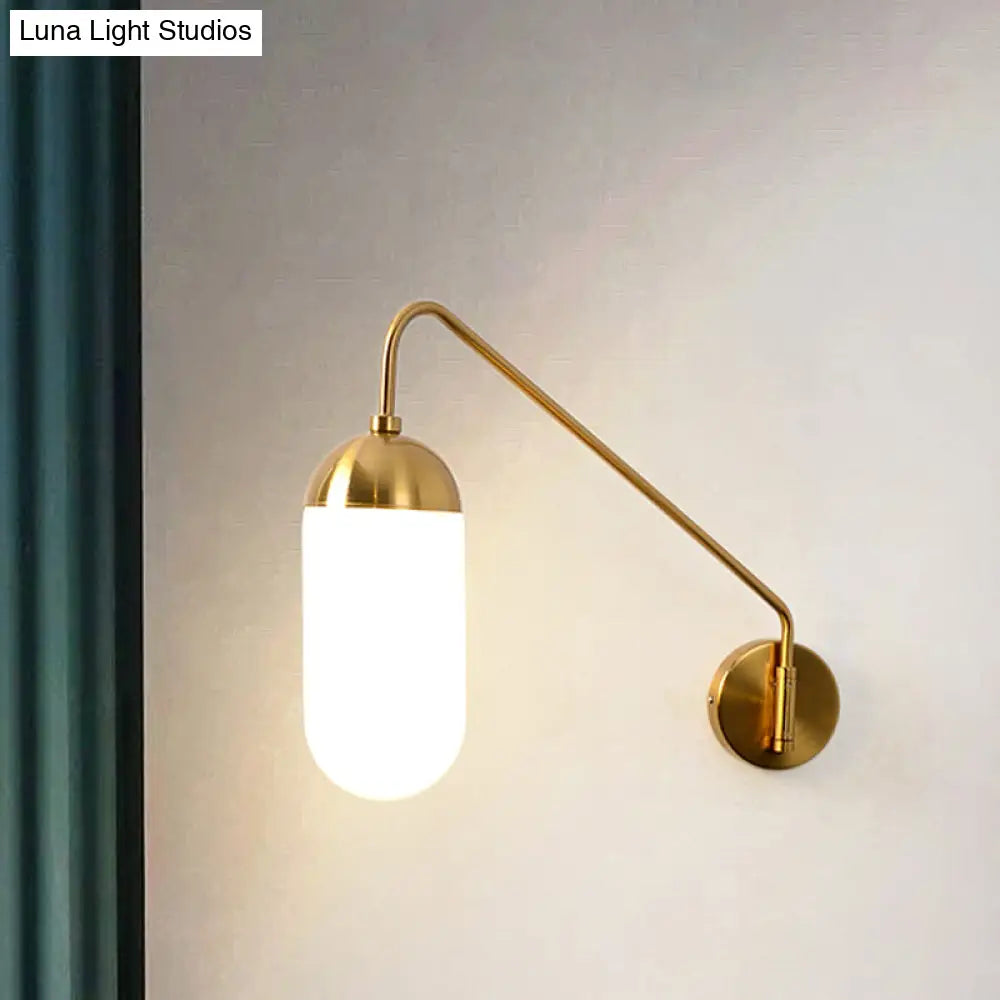 DecorBites™ Nordic Frosted Glass Wall Sconce Lighting in Brass - 1 Head Wall Light Fixture for Bedroom