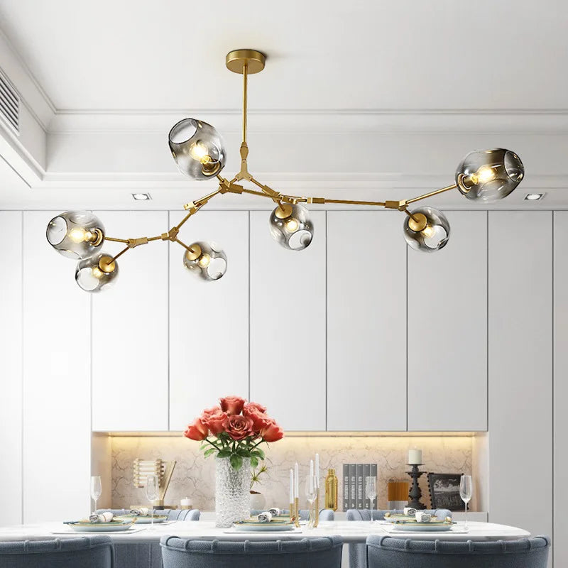 DecorBites™ Nordic Glass Ball LED Chandelier - Black/Gold