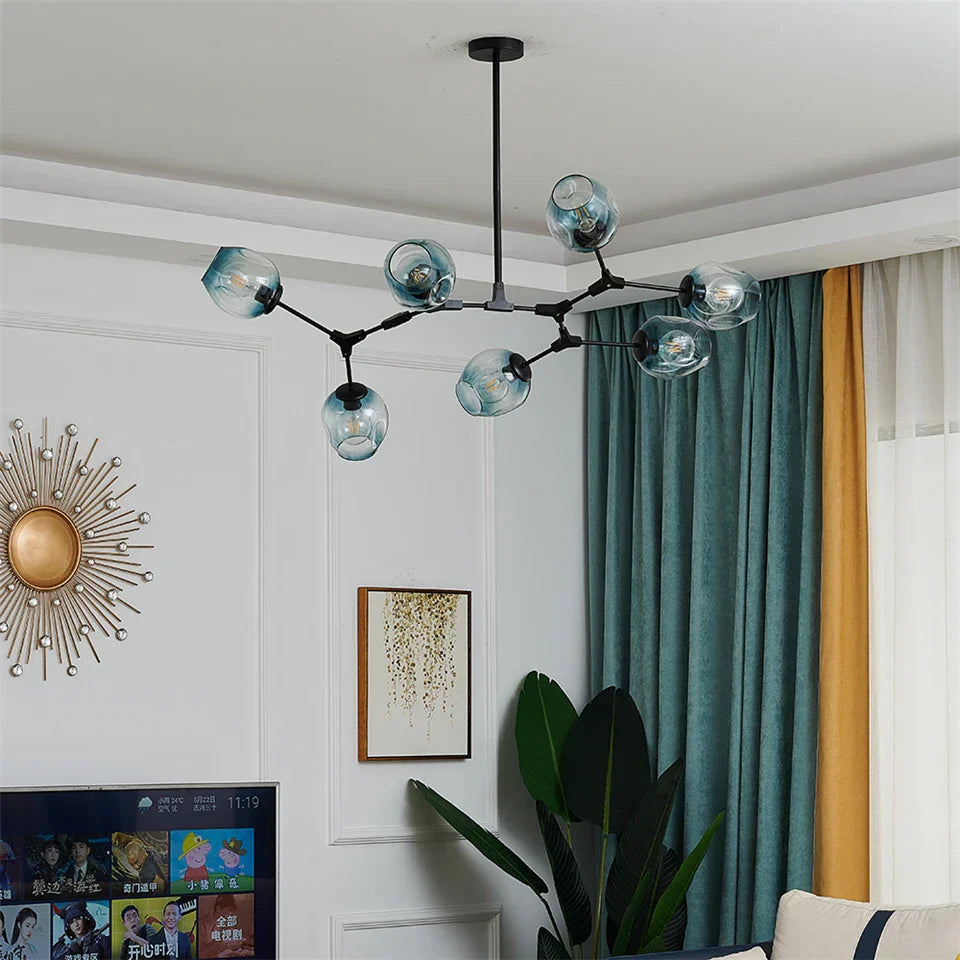 DecorBites™ Nordic Glass Ball LED Chandelier - Black/Gold