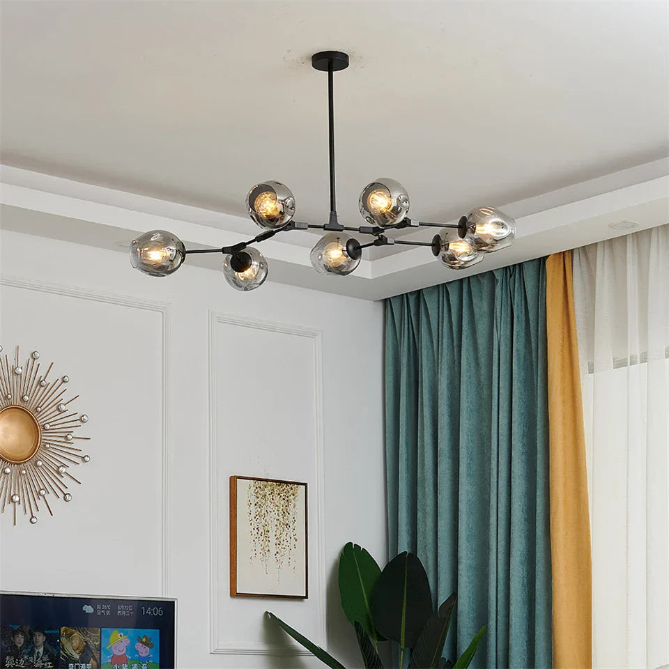 DecorBites™ Nordic Glass Ball LED Chandelier - Black/Gold