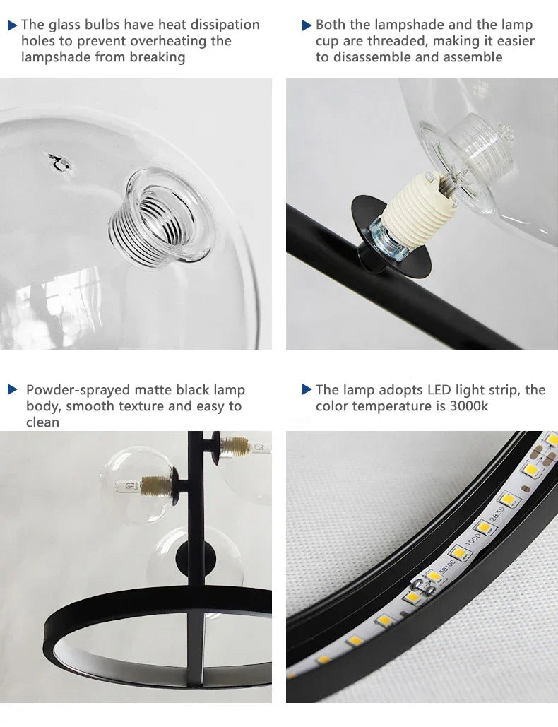 DecorBites™ Nordic Glass Bubble LED Chandelier - Black
