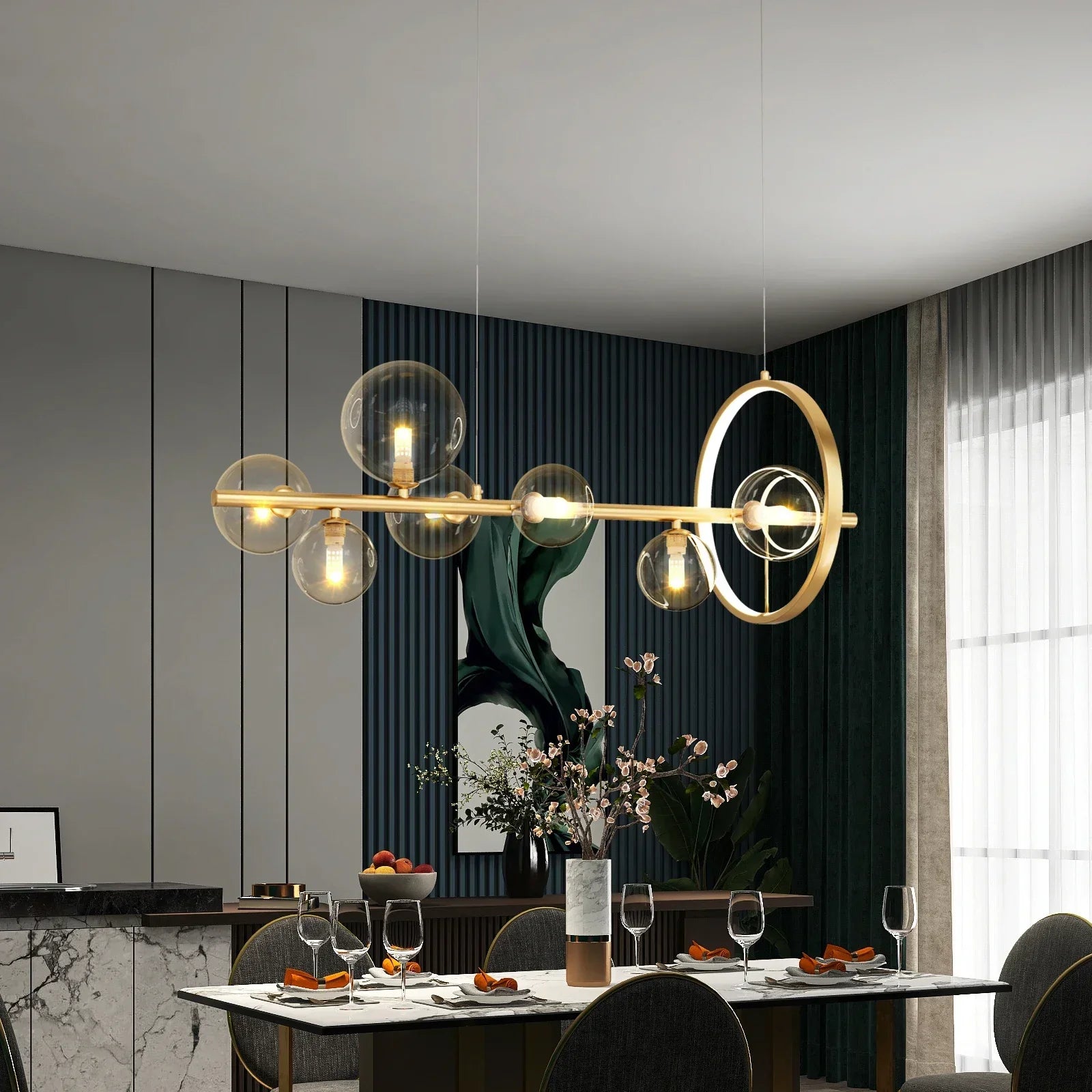 DecorBites™ Nordic Glass Bubble LED Chandelier - Black