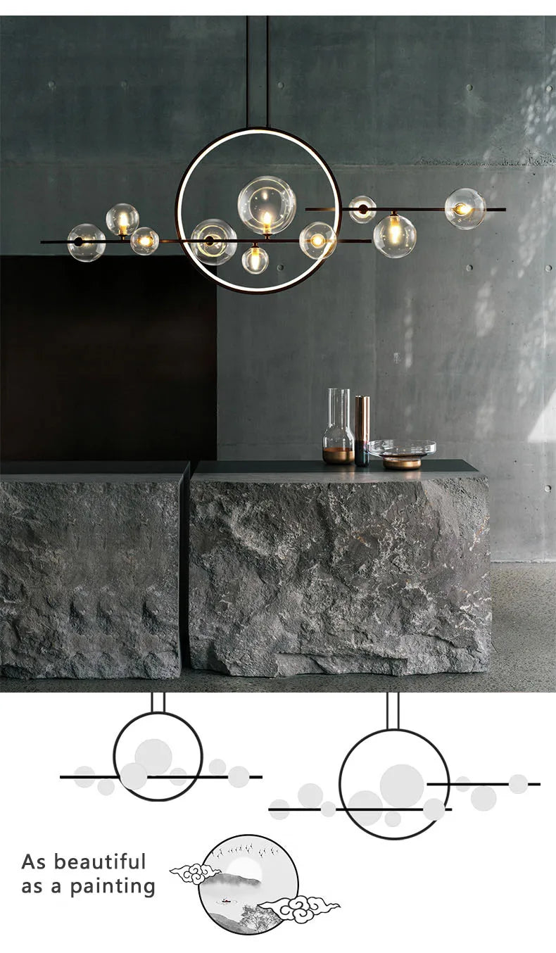 DecorBites™ Nordic Glass Bubble LED Chandelier - Black