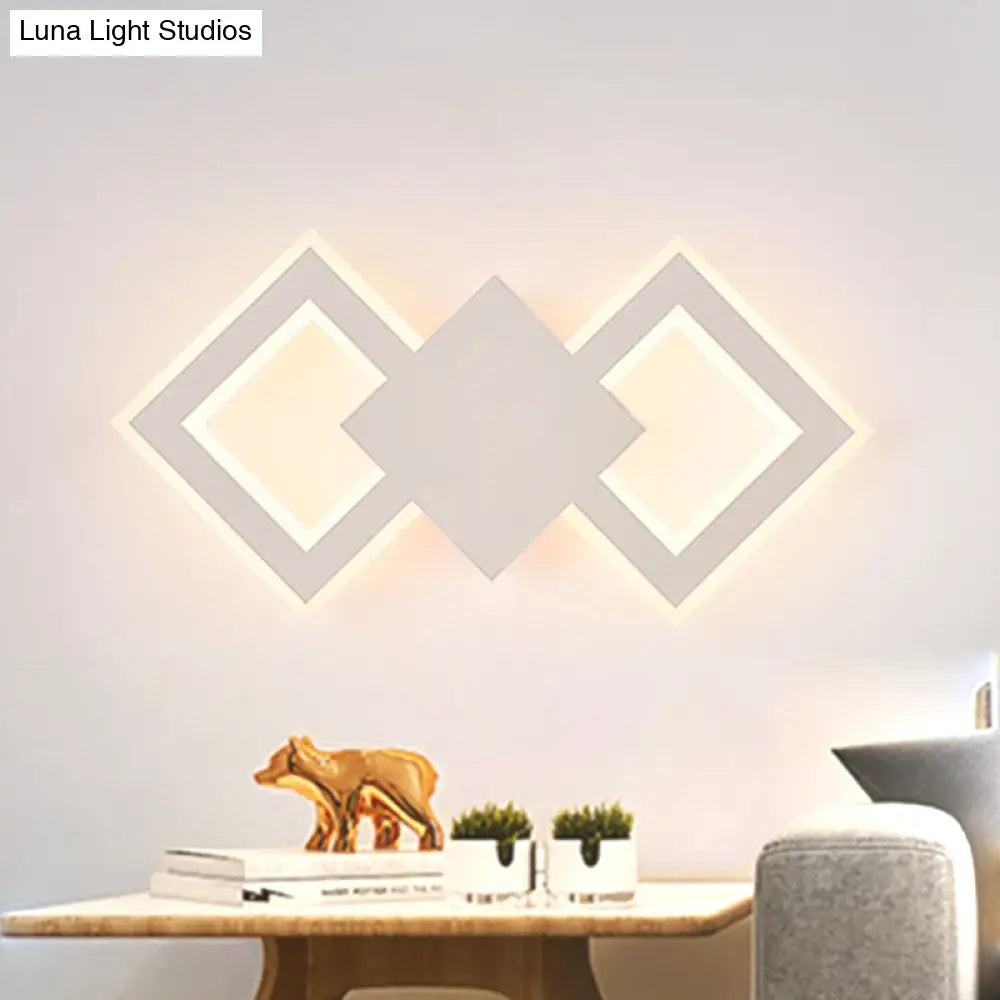 DecorBites™ Nordic LED Metal Wall Sconce Light - Black/White Rhombus Design for Bedroom, White/Warm Light
