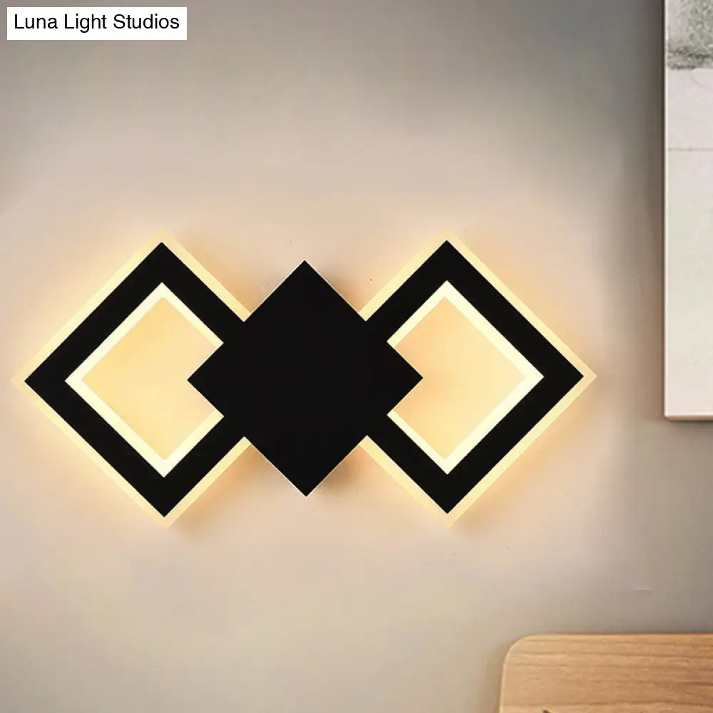 DecorBites™ Nordic LED Metal Wall Sconce Light - Black/White Rhombus Design for Bedroom, White/Warm Light