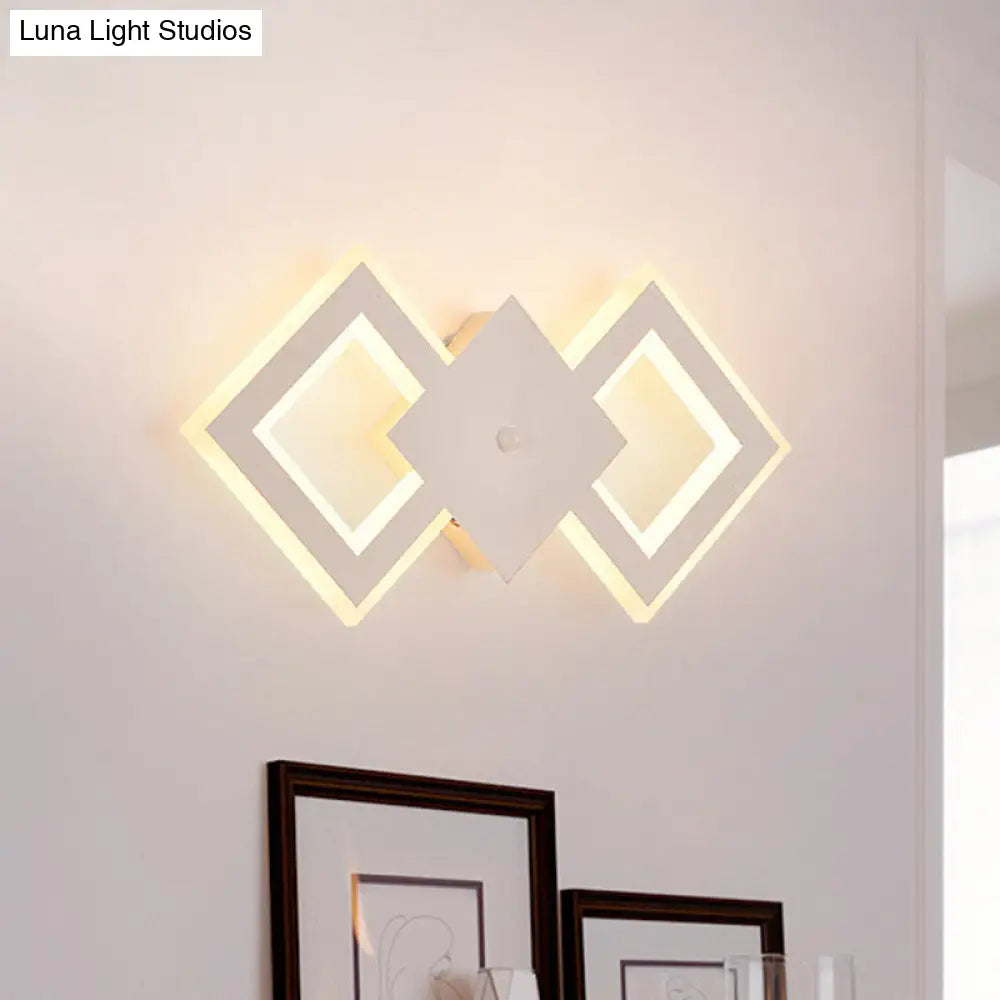 DecorBites™ Nordic LED Metal Wall Sconce Light - Black/White Rhombus Design for Bedroom, White/Warm Light