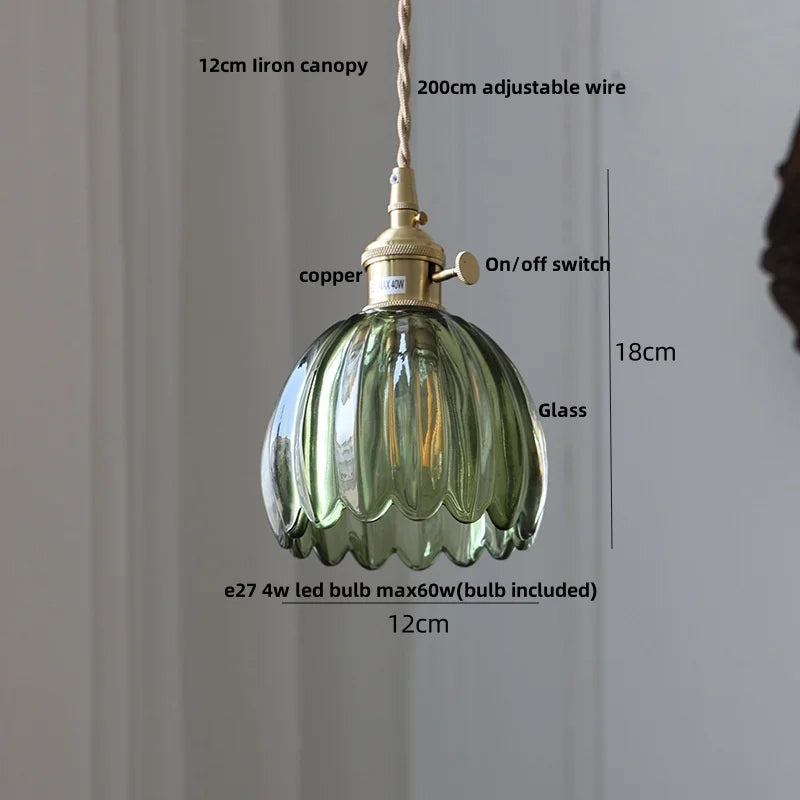 DecorBites™ Nordic LED Pendant Light Green Glass Hanging Fixture