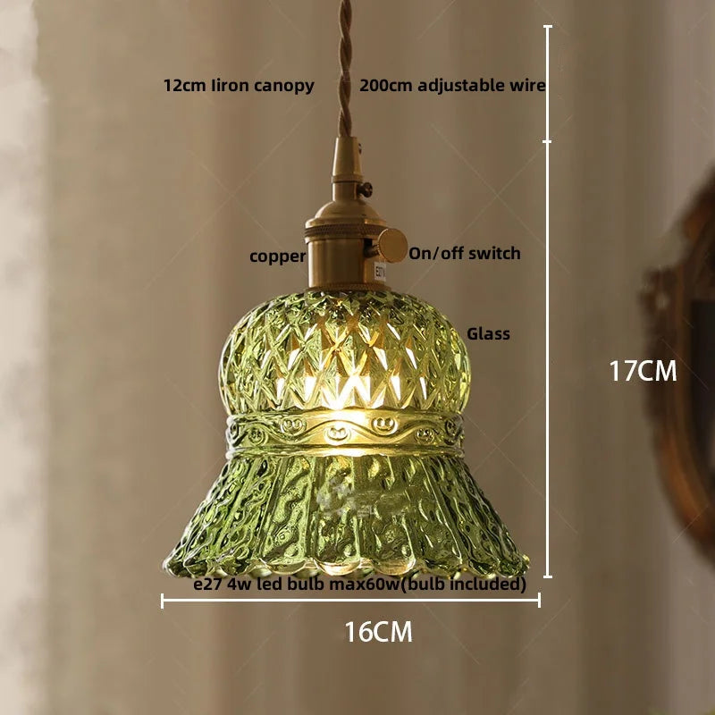 DecorBites™ Nordic LED Pendant Light Green Glass Hanging Fixture