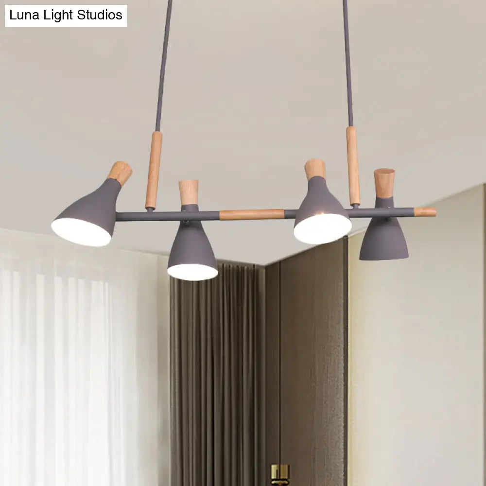DecorBites™ Nordic Metal and Wood Hanging Lamp with 4-Light Tilt Shade in Green/Grey/White