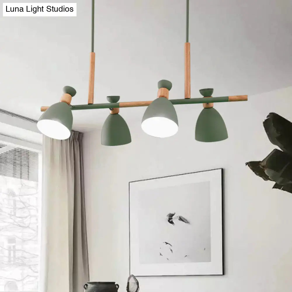 DecorBites™ Nordic Metal and Wood Hanging Lamp with 4-Light Tilt Shade in Green/Grey/White