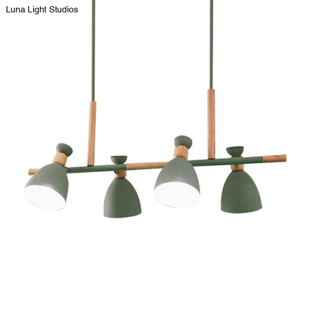 DecorBites™ Nordic Metal and Wood Hanging Lamp with 4-Light Tilt Shade in Green/Grey/White
