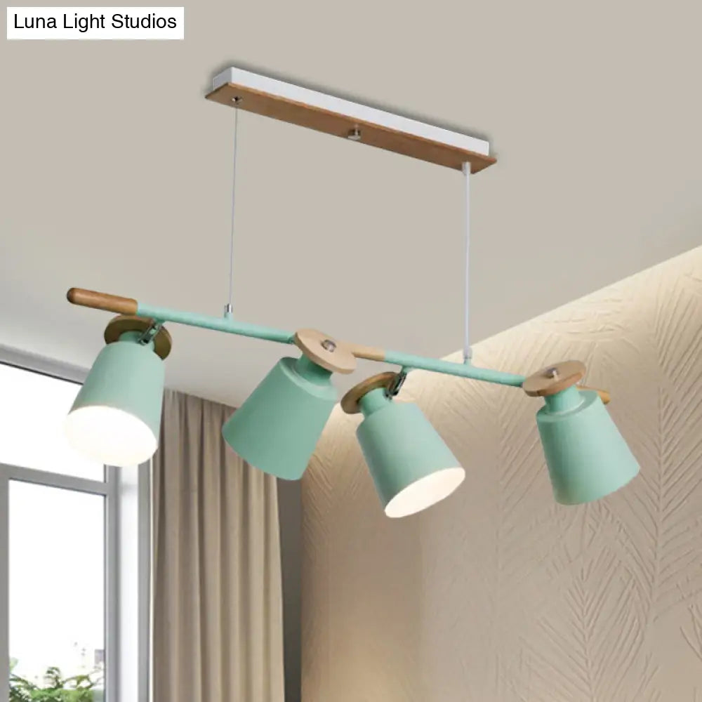 DecorBites™ Nordic Metal Linear Chandelier - 4 Head Island Lighting in Green/Grey/White for Restaurants