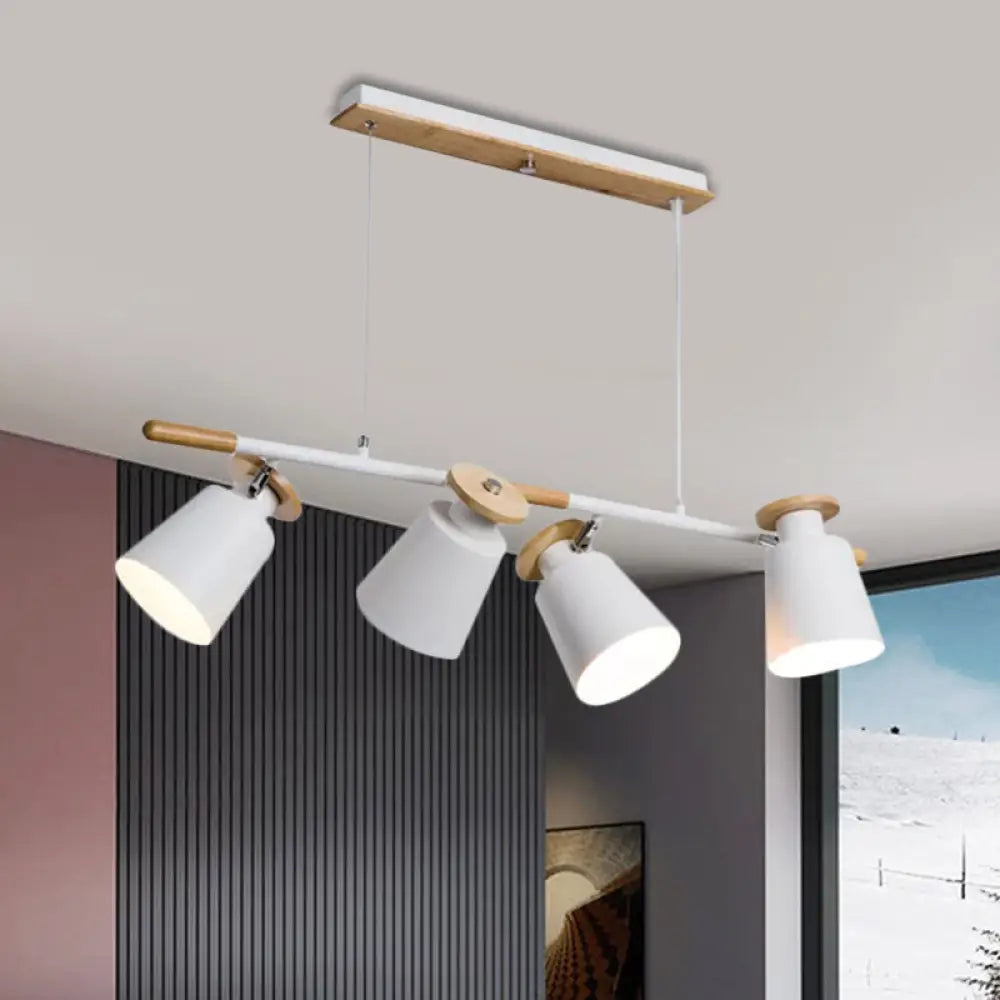 DecorBites™ Nordic Metal Linear Chandelier - 4 Head Island Lighting in Green/Grey/White for Restaurants
