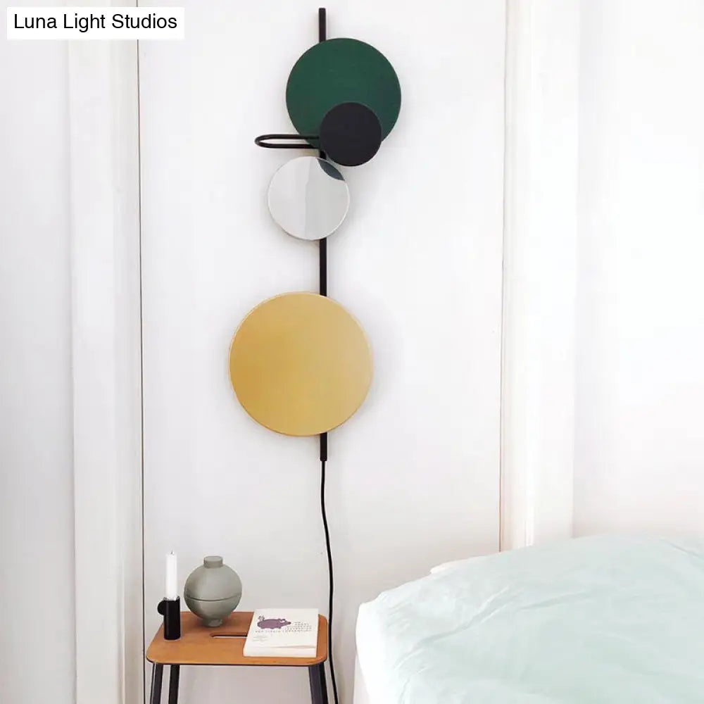 DecorBites™ Nordic Metal Moon Wall Light - Moveable Flush Mount Sconce in Black/White/Pink with LED White/Yellow Light