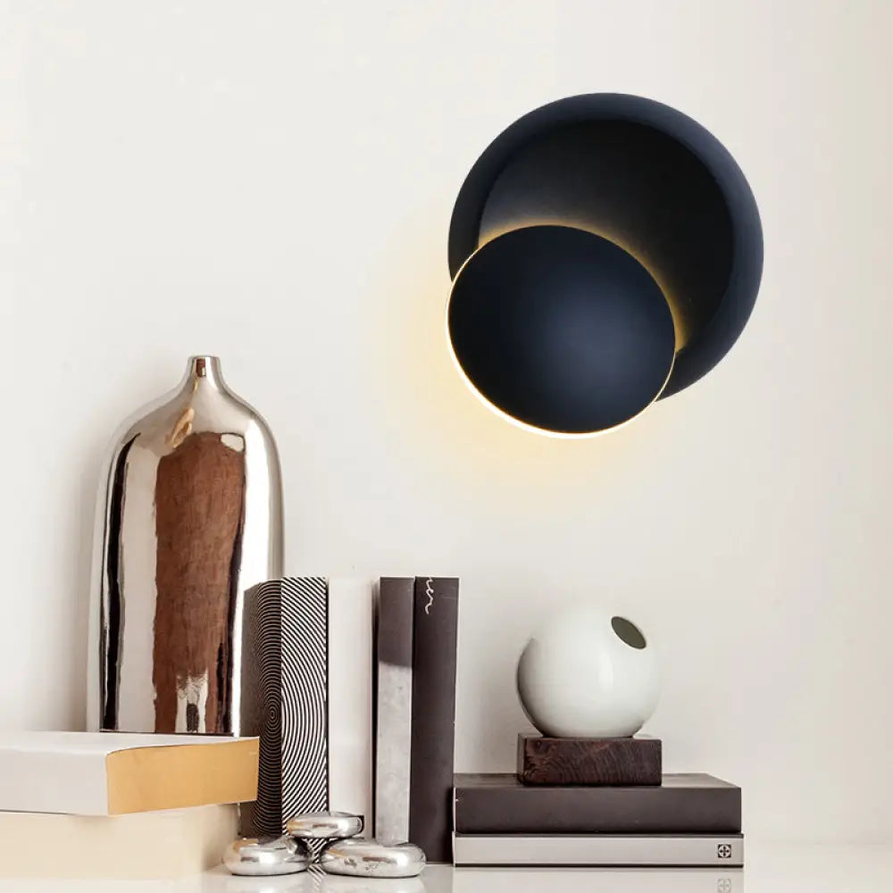 DecorBites™ Nordic Metal Moon Wall Light - Moveable Flush Mount Sconce in Black/White/Pink with LED White/Yellow Light