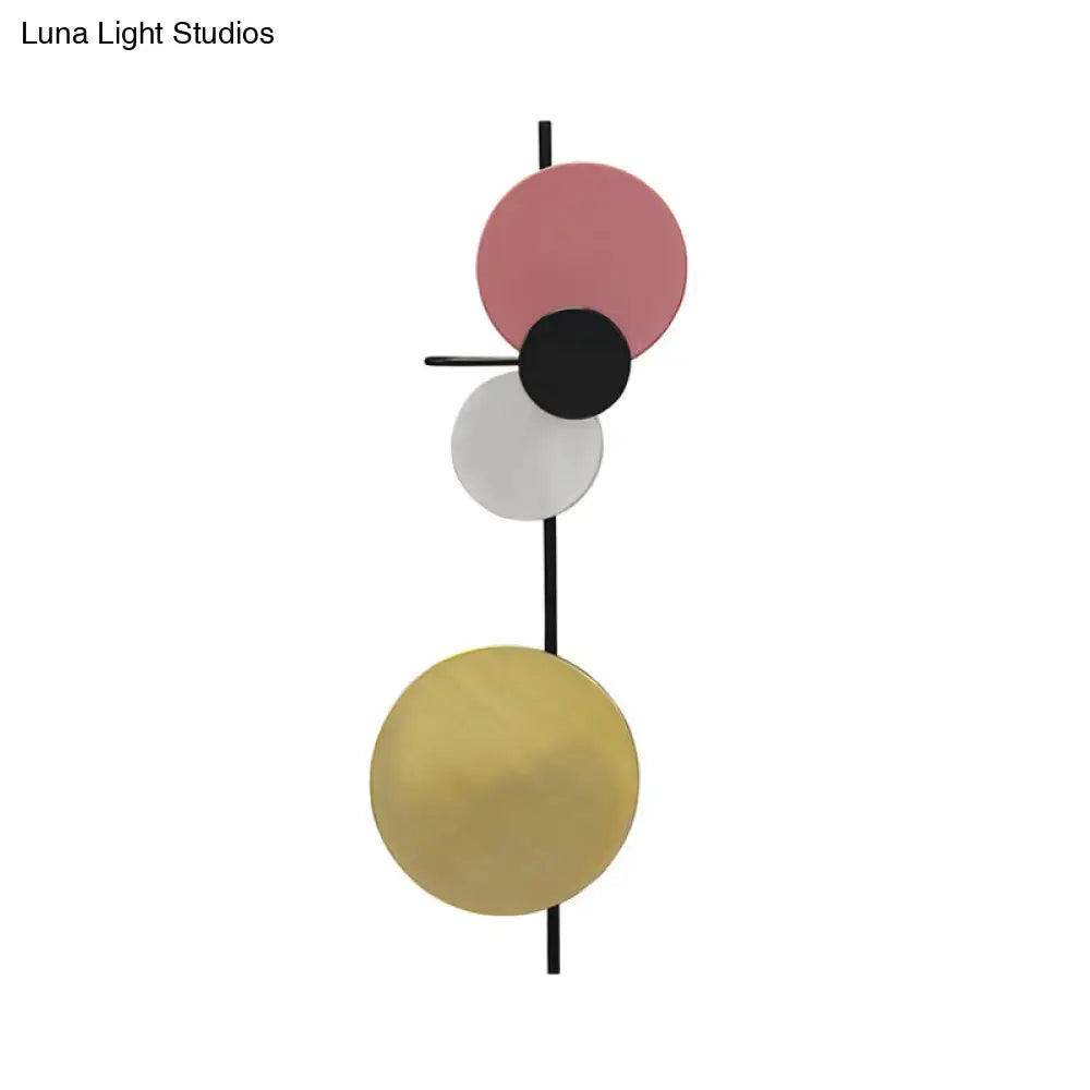 DecorBites™ Nordic Metal Moon Wall Light - Moveable Flush Mount Sconce in Black/White/Pink with LED White/Yellow Light