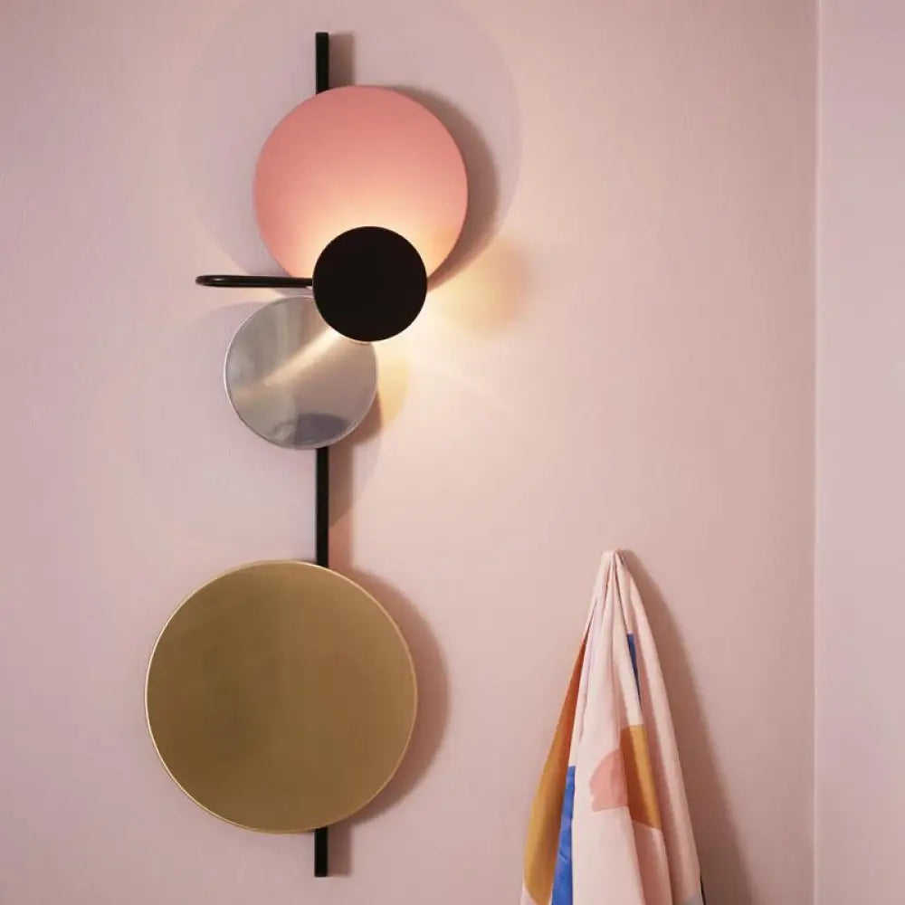 DecorBites™ Nordic Metal Moon Wall Light - Moveable Flush Mount Sconce in Black/White/Pink with LED White/Yellow Light