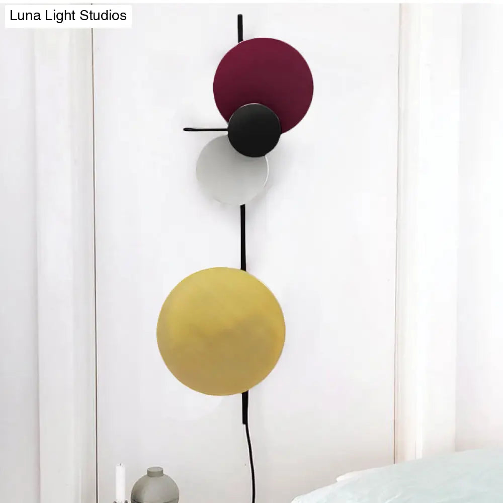 DecorBites™ Nordic Metallic Blue/Red/Pink LED Circular Wall Mount Light for Living Room