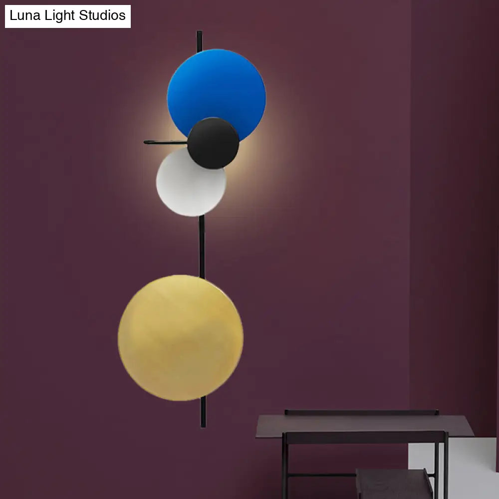 DecorBites™ Nordic Metallic Blue/Red/Pink LED Circular Wall Mount Light for Living Room