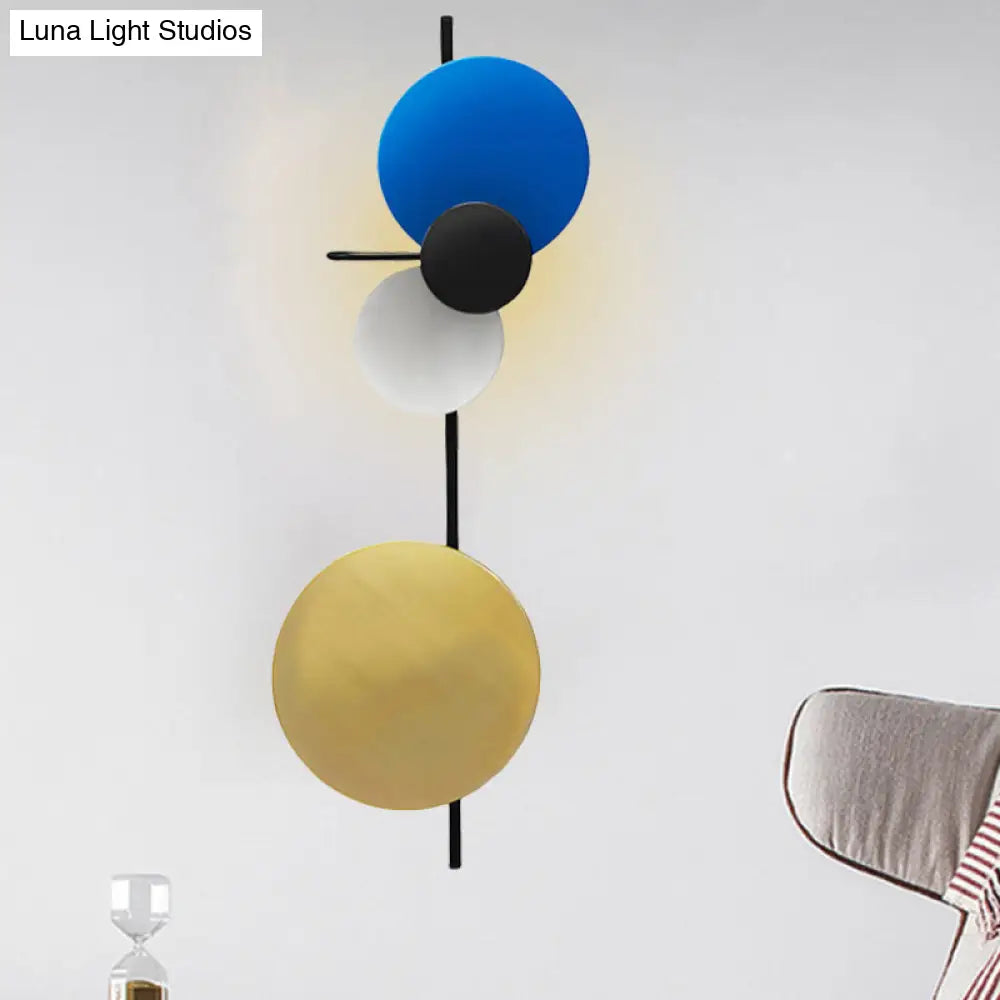 DecorBites™ Nordic Metallic Blue/Red/Pink LED Circular Wall Mount Light for Living Room