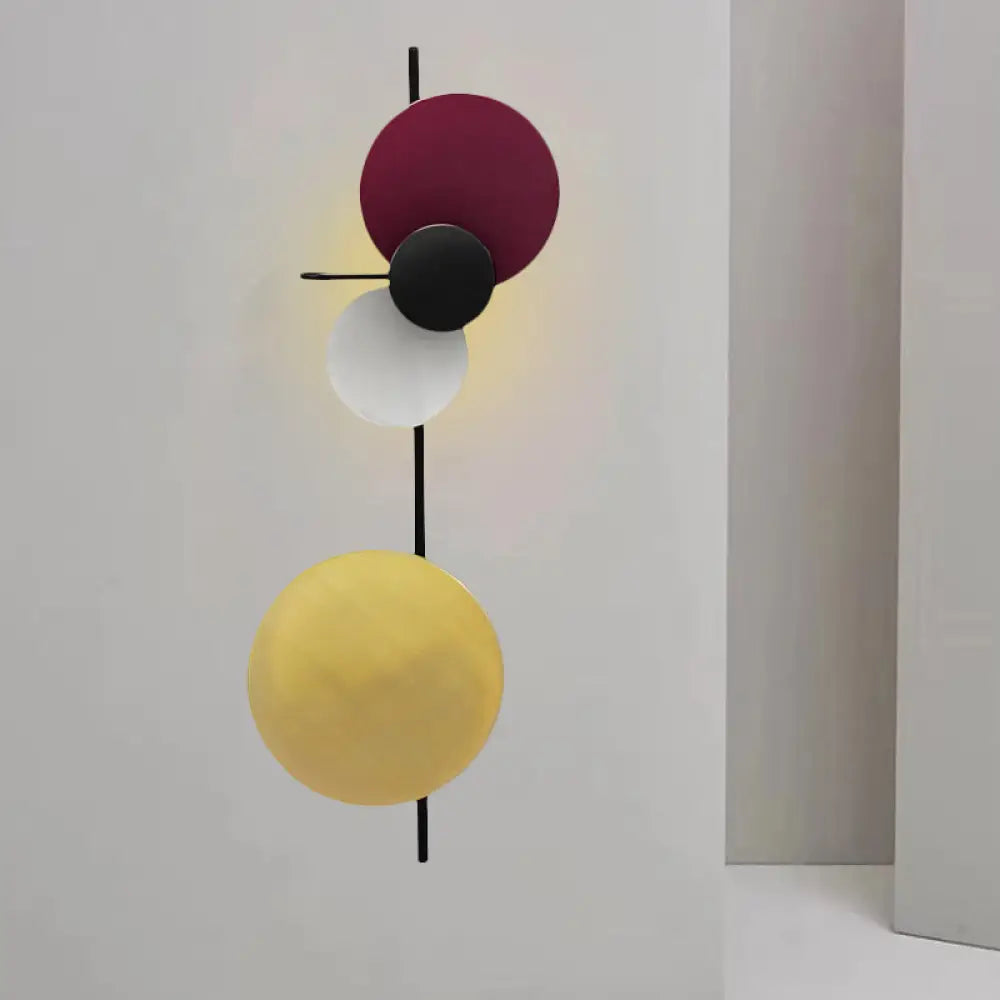 DecorBites™ Nordic Metallic Blue/Red/Pink LED Circular Wall Mount Light for Living Room