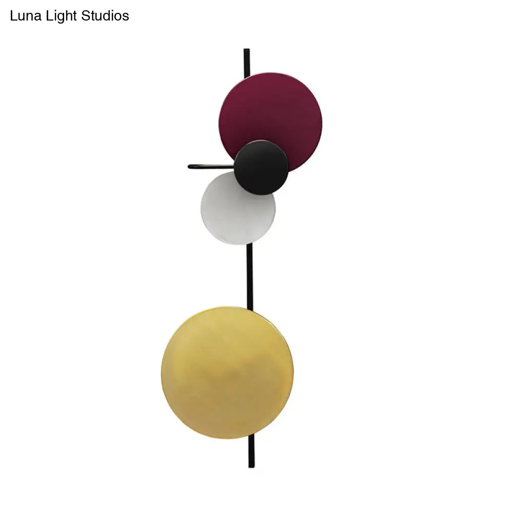 DecorBites™ Nordic Metallic Blue/Red/Pink LED Circular Wall Mount Light for Living Room
