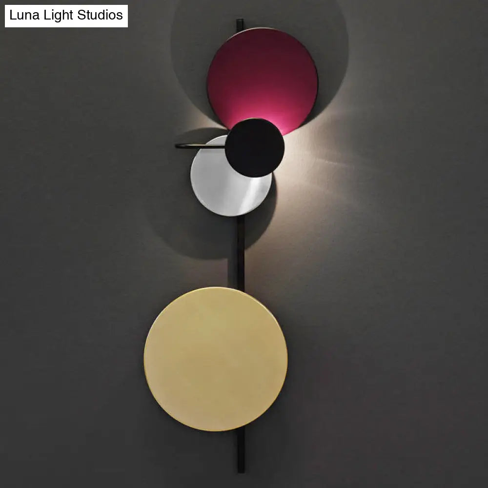 DecorBites™ Nordic Metallic Blue/Red/Pink LED Circular Wall Mount Light for Living Room