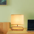 DecorBites™ Nordic Oblong Wood Nightstand Lamp - 1-Light Bedside Table Light with Fabric Shade