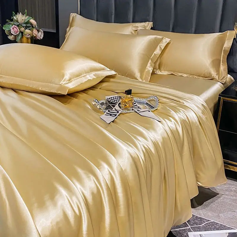 DecorBites™ Nordic Silk Bedding Set: Luxury Summer Comfort