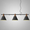 DecorBites™ Nordic Style Adjustable Hanging Pendant Light with 3 Conical Metal Shades in Wood