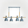 DecorBites™ Nordic Style Island Pendant with 4 Metal Lights and Wood Detail