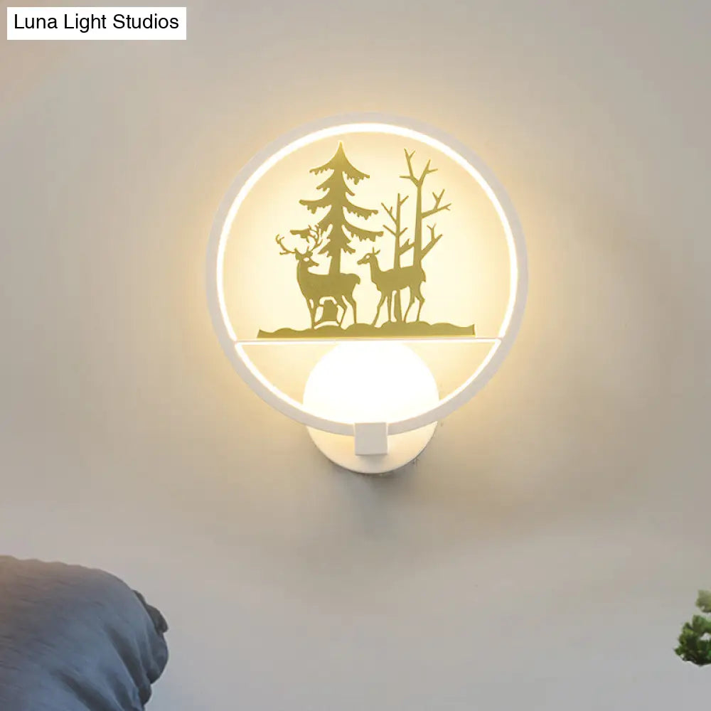 DecorBites™ Nordic Style LED Acrylic Wall Light with Elk and Tree Design for Bedroom Décor