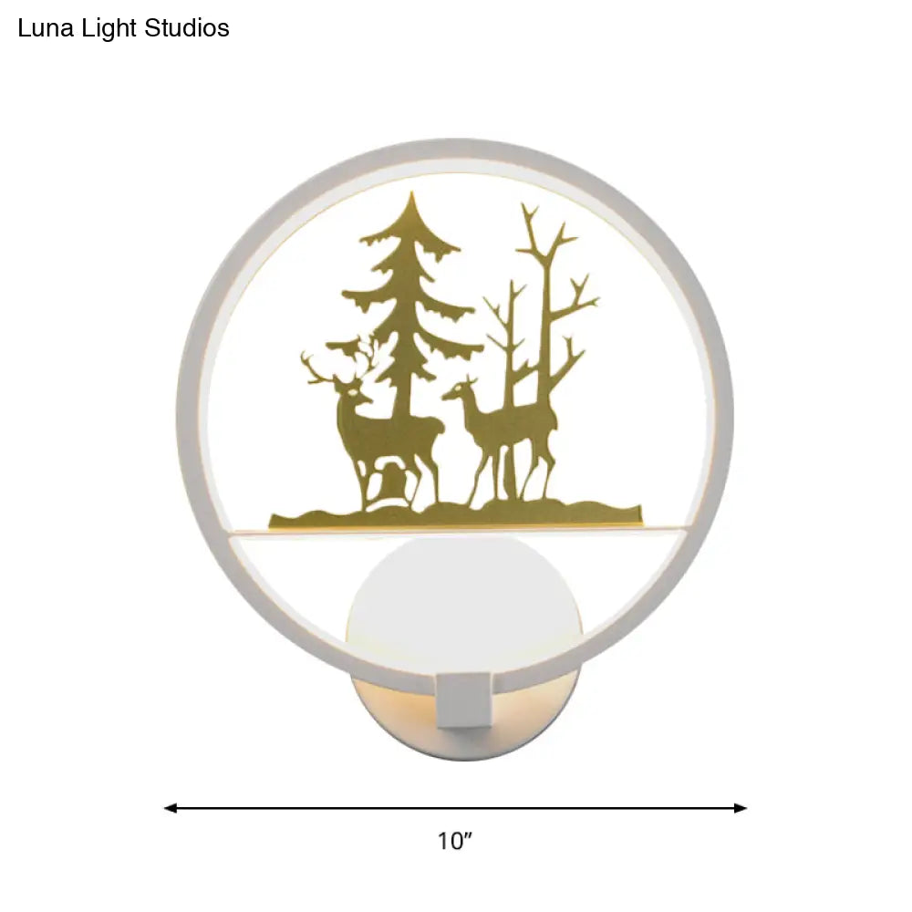 DecorBites™ Nordic Style LED Acrylic Wall Light with Elk and Tree Design for Bedroom Décor