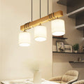 DecorBites™ Nordic Style LED Hanging Light: Cylindrical Dining & Island Ceiling Light in Wood Fabric