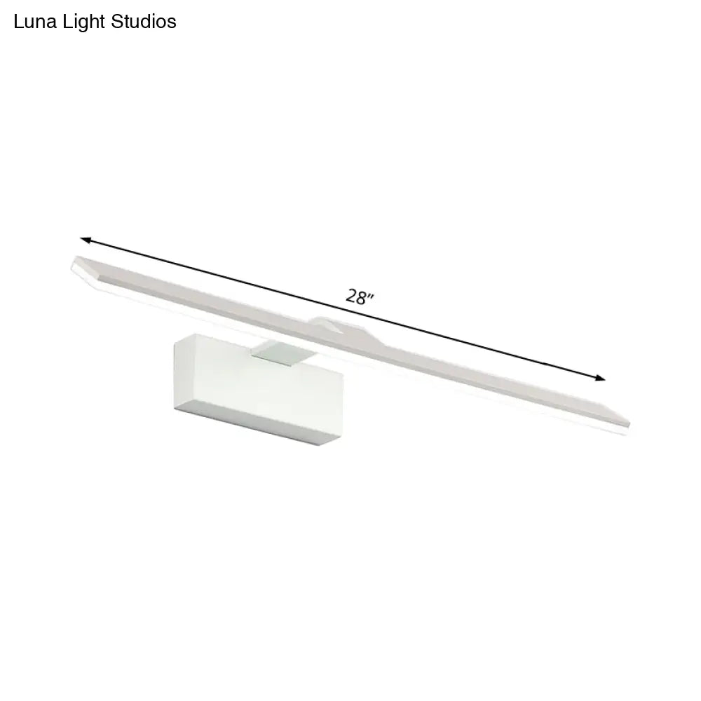 DecorBites™ Nordic Style LED Vanity Lamp - 16.5"/20" White Rectangular Acrylic Wall Mount Light for Bathroom, with Warm/White Light Option